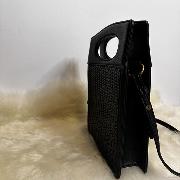 Anthropologie Black Woven Purse with adjustable crossbody/shoulder strap - Picture 3 of 7